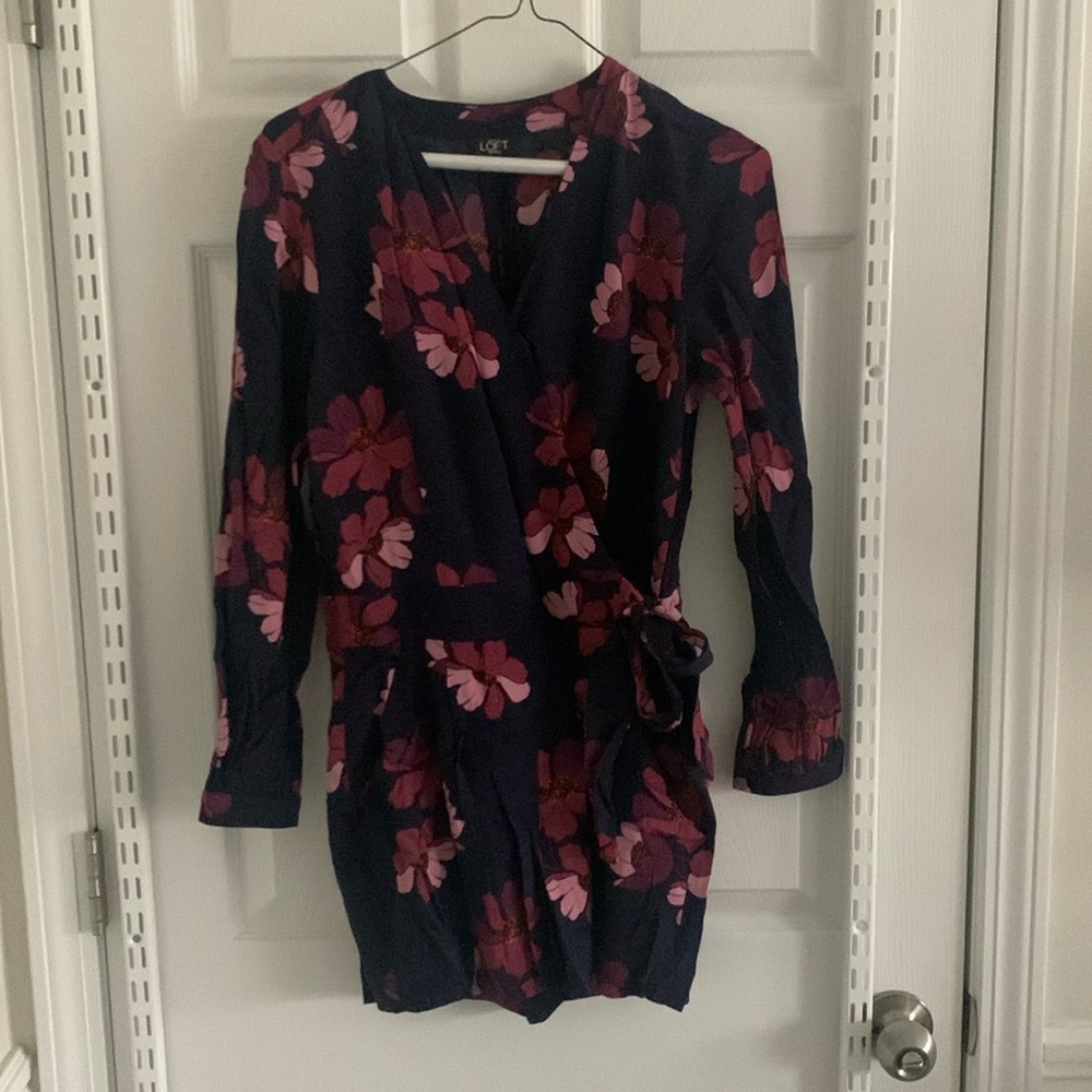 Loft floral side tie romper, size 0P